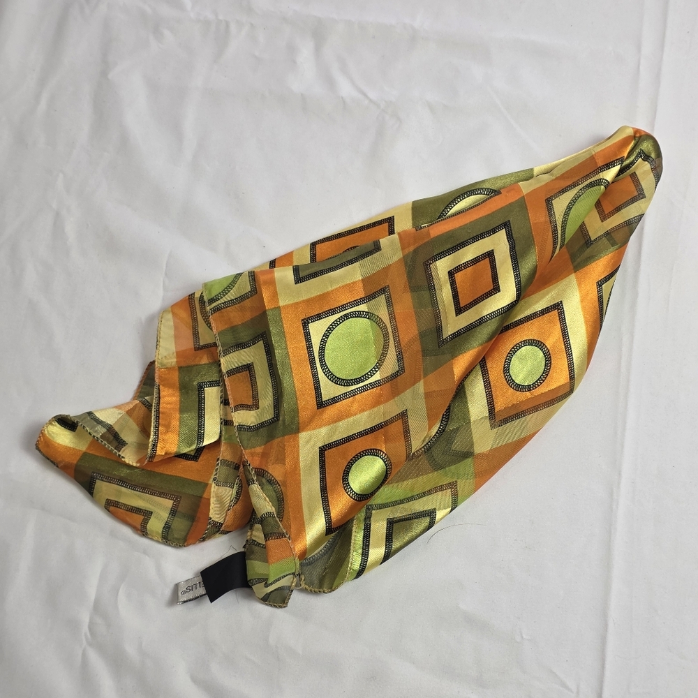 Perry Ellis Silken 20 Inch Square Scarf Retro 70s Boho Groovy